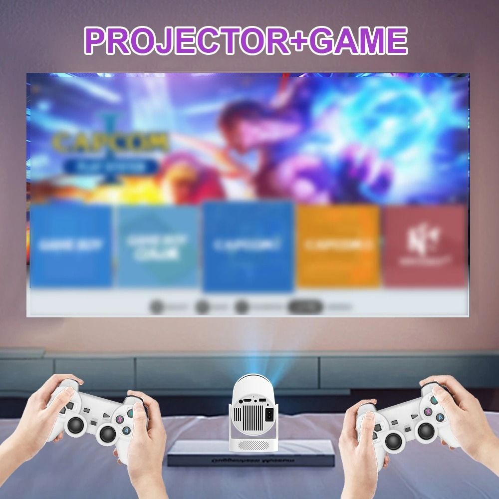 【Bantu Box】Velec Game Projector HY300 Pro HiFi 2IN1 Professional Chip Android Projector With 2 Wireless Game Controllers  Games