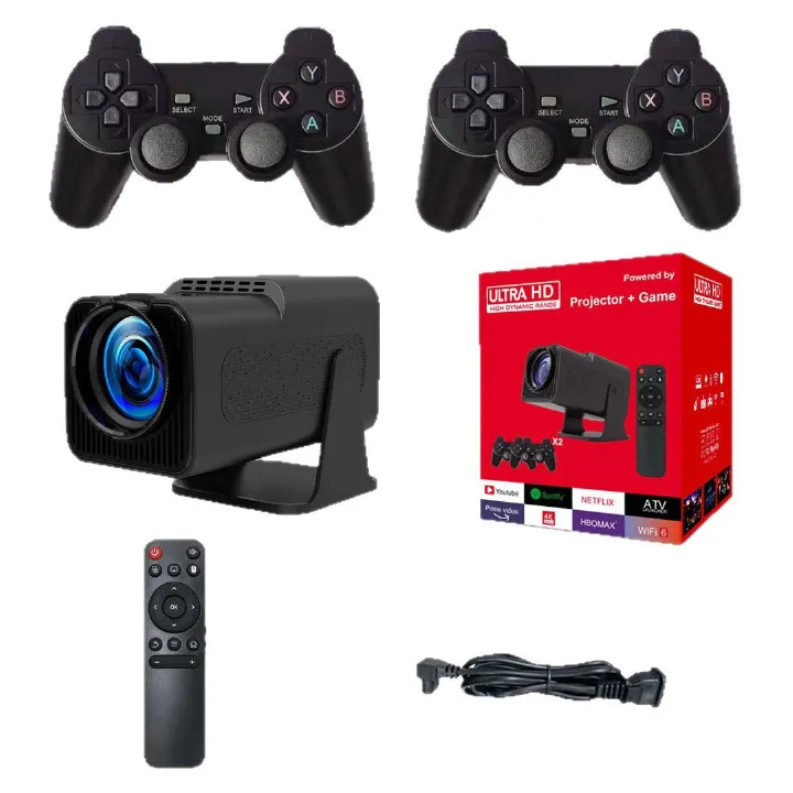 【Bantu Box】4K Portable Projector HY320 Minigame set Android 13 Wifi6 BT5.0 Native 720P Video Projector Home Outdoor Cinema Smart Projectors Movie