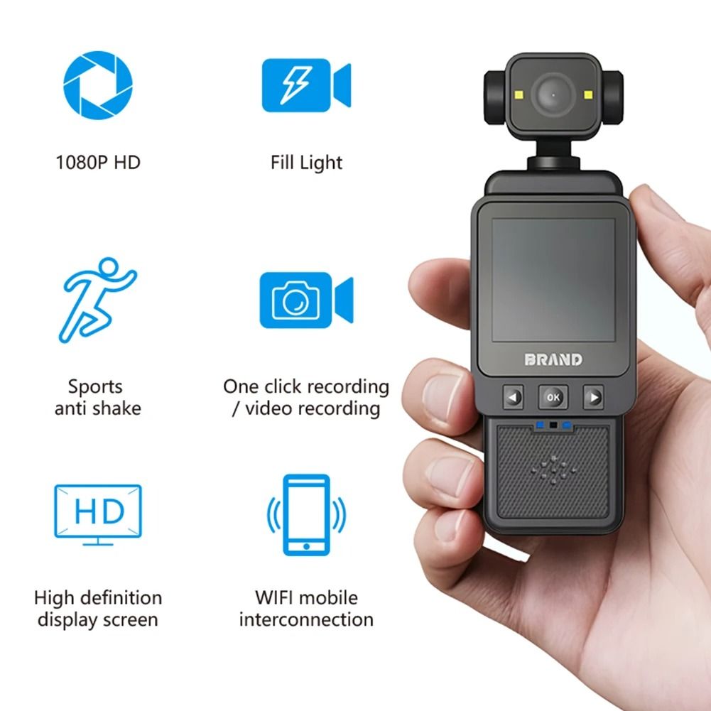 【Bantu Box】DV01 1080P HD WiFi Action Camera Travel Bicycle Driver Recorder 360° Rotatable Vlog Pocket Sports Camera for Motorcycle and Vlogging