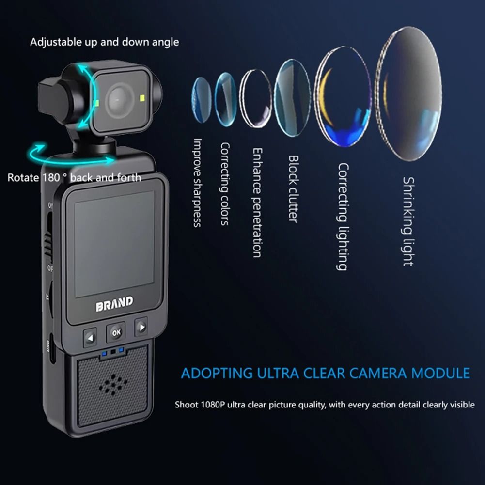 【Bantu Box】DV01 1080P HD WiFi Action Camera Travel Bicycle Driver Recorder 360° Rotatable Vlog Pocket Sports Camera for Motorcycle and Vlogging