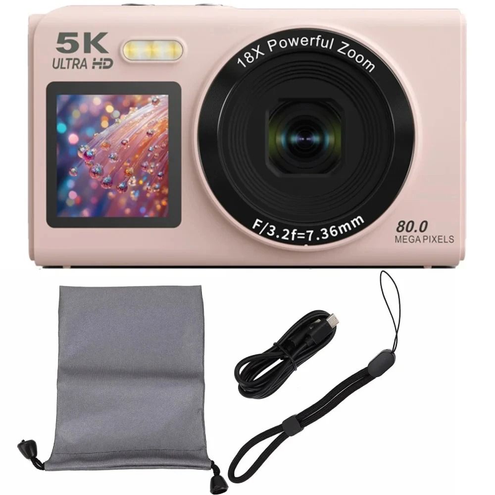 【Bantu Box】S105 Digital Camera Dual Screen Portable 18X Digital Zoom 5K WIFI Vintage Vlog Video Recorder YouTube with Flash Photography Cameras