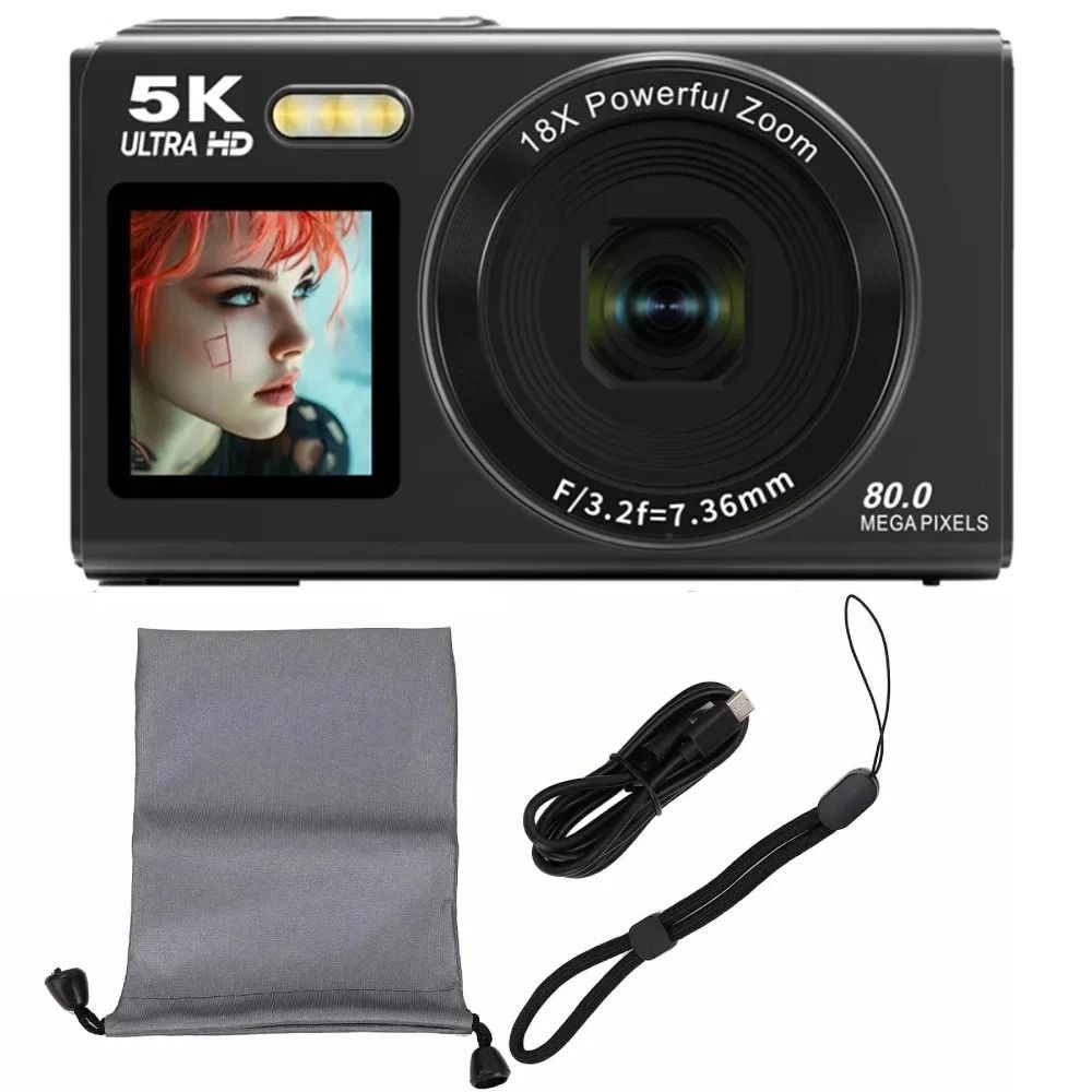 【Bantu Box】S105 Digital Camera Dual Screen Portable 18X Digital Zoom 5K WIFI Vintage Vlog Video Recorder YouTube with Flash Photography Cameras