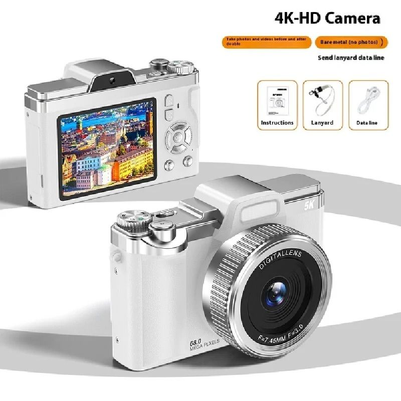 【Bantu Box】A1 Mirrorless Digital Camera - 64megapixel High-Pixel Ccd Dual Camera 4k Retro Portable For Students Campuses And Travel Beginners