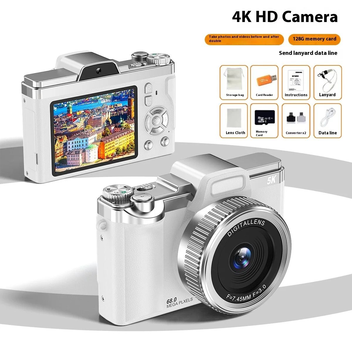【Bantu Box】A1 Mirrorless Digital Camera - 64megapixel High-Pixel Ccd Dual Camera 4k Retro Portable For Students Campuses And Travel Beginners