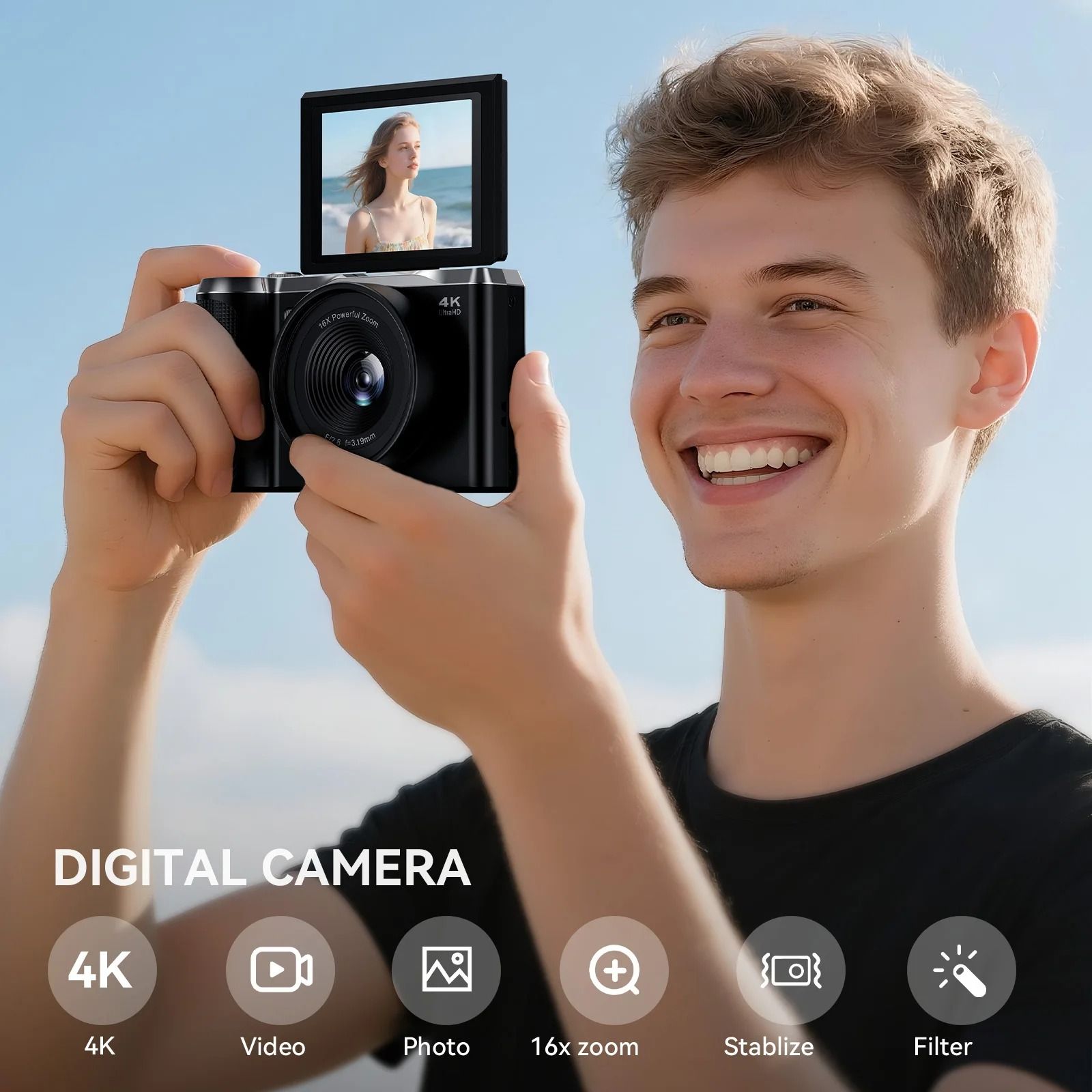 【Bantu Box】 DC11 Factory Supply HD Digital Camera with 3 Inch IPS Screen Fast Auto Focus 16X Zoom 4K Video Micro SLR Camera