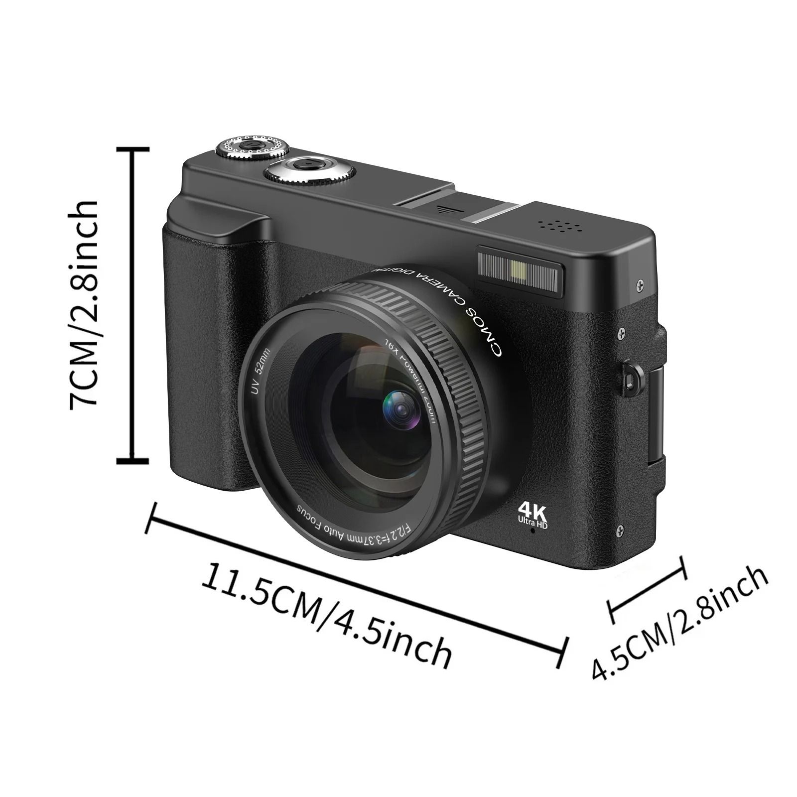 【Bantu Box】DC101 4K Vlogging Camera,48MP Digital Camera For Photography With Autofocus 3.0 Inch Touch Screen,180 Degree Flip Screen