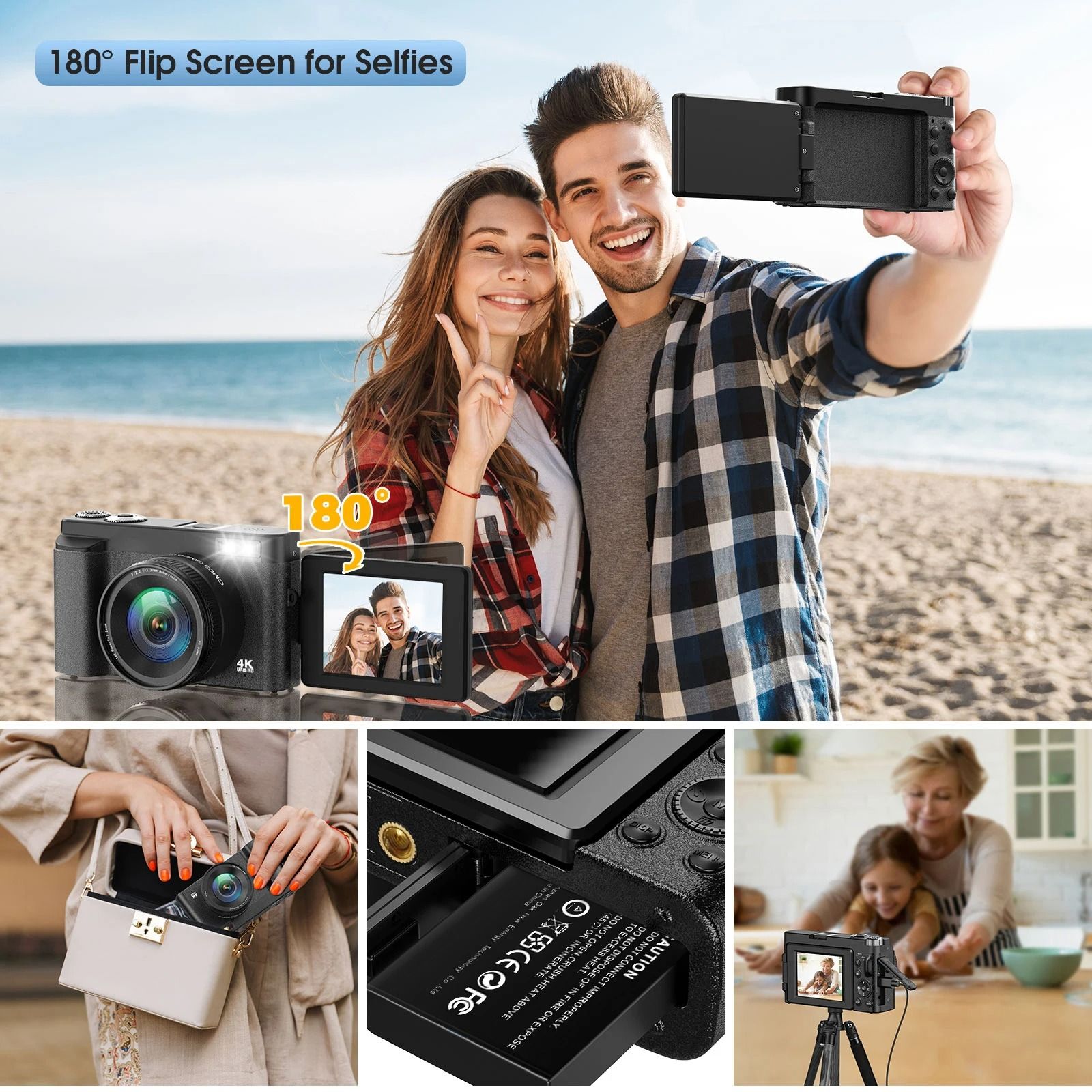 【Bantu Box】DC101 4K Vlogging Camera,48MP Digital Camera For Photography With Autofocus 3.0 Inch Touch Screen,180 Degree Flip Screen