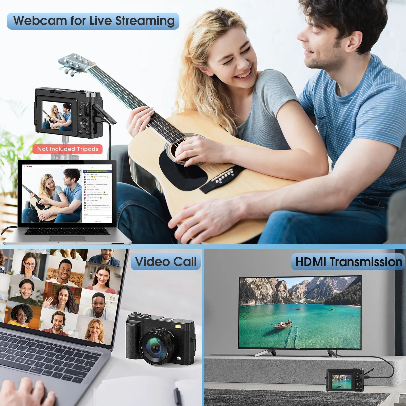 【Bantu Box】DC101 4K Vlogging Camera,48MP Digital Camera For Photography With Autofocus 3.0 Inch Touch Screen,180 Degree Flip Screen