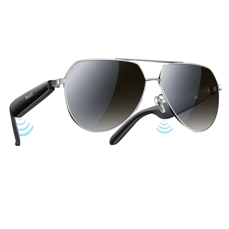 Smart Audio Glasses, Bluetooth-Compatible 5.4 Open-Ear Headphones / Polarized Sunglasses with Microphone for Travel / Business(Black)