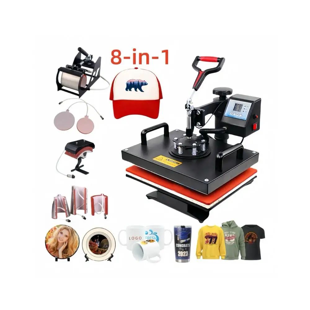 8 in 1 Combo Heat Press Machine Magic Mug Sublimation Machine T-Shirt Printing Machine