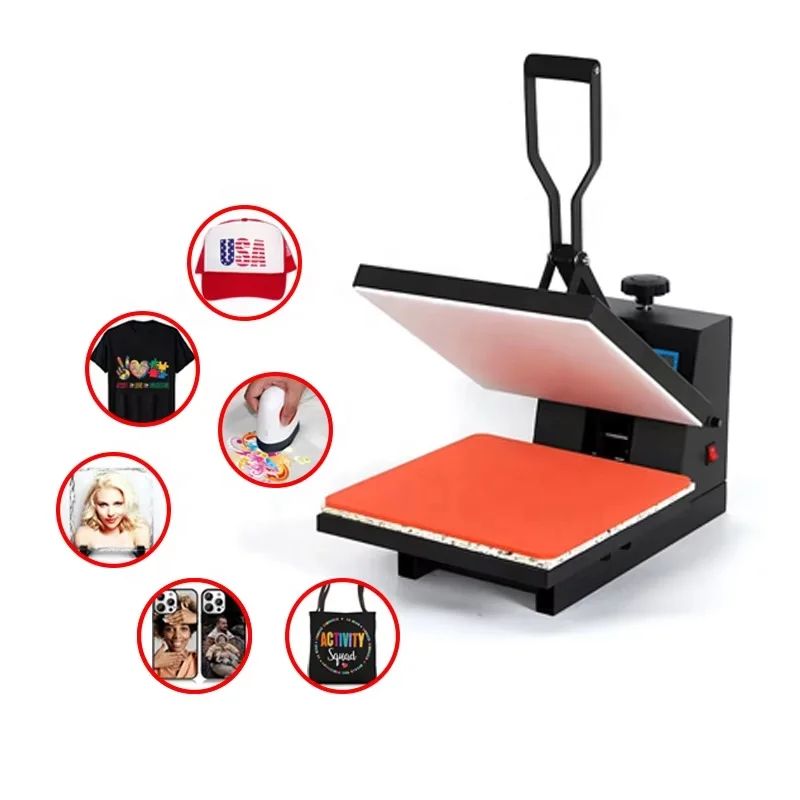 110V/220V Electric Flatbed Manual T-Shirt Printing Heat Press Machine for Hot Stamping and Clothes Labels