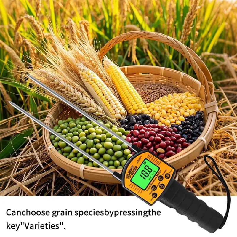 AR991 Portable Digital Moisture Meter for Grains Smart Sensor Used Measure Moisture Content Corn Flour Rapeseed Seed