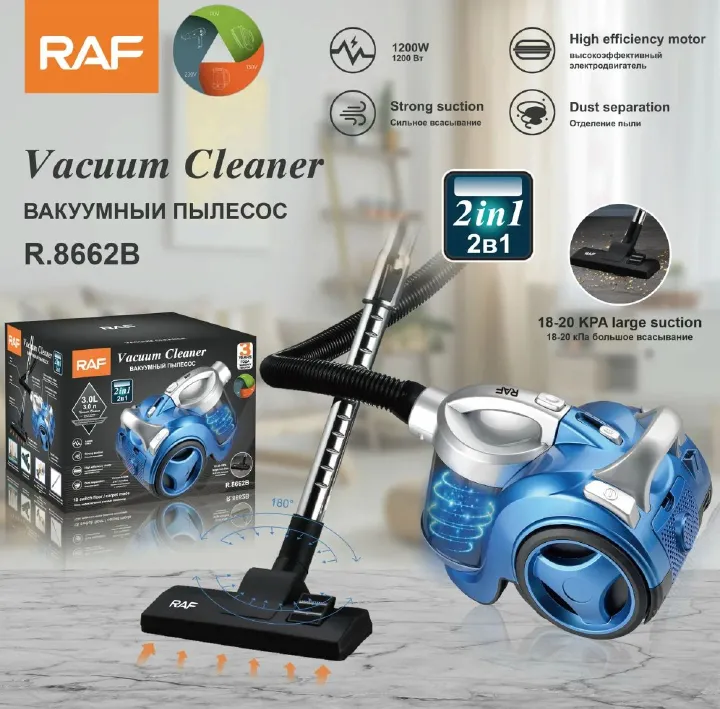 RAF 1200W Best Carpet Washing Auto Wet Dry Vacuum Cleaner Bagless Dust Collector Vacuum Cleaner Robot Vacuum Cleaner Bagless 3L