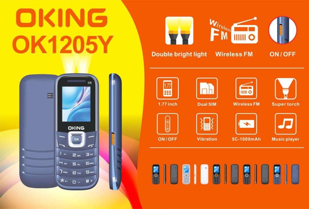 OKING OK 1205 FEATURE PHONE BUTTON MOBILE PHONE WIRELESS FM, BIG TORCH, 1000MAH BATTERY WITHDOUBLE LIGHT TORCH AND MP3 DUAL SIM