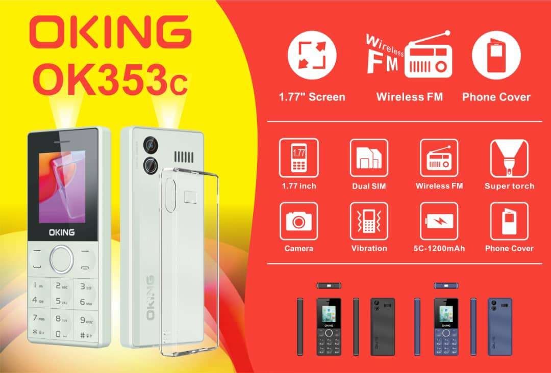 Oking OK353 2.4 INCH Display 1200mAH battery, bright flashlight, Vibration, Wireless FM with big buttons and Rear Camera FEATURE PHONE!!!