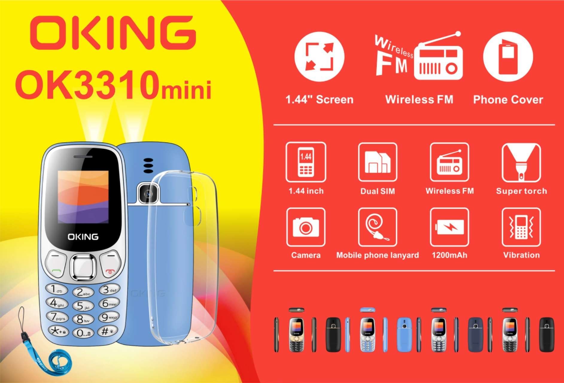 OKING OK3310 MINI 1.44 INCH DUAL SIM LIGHT TORCH WIRELESS FM