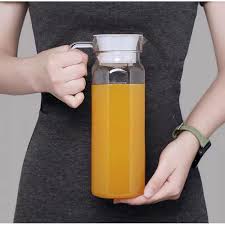Transparent Water / Juice jug available 1 Litre Glass with white plastic lid - durable, transparent, and lightweight jug designed for everyday use