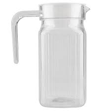 Transparent Water / Juice jug available 1 Litre Glass with white plastic lid - durable, transparent, and lightweight jug designed for everyday use