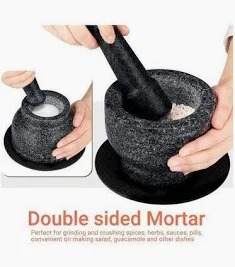 Multifunctional Granite mortal and pestle Set, Non-Slip Speckled Finish for Grinding Spices, Herbs, Garlic & Seeds, Durable Kitchen Tool for Home Cooking and Food Preparation