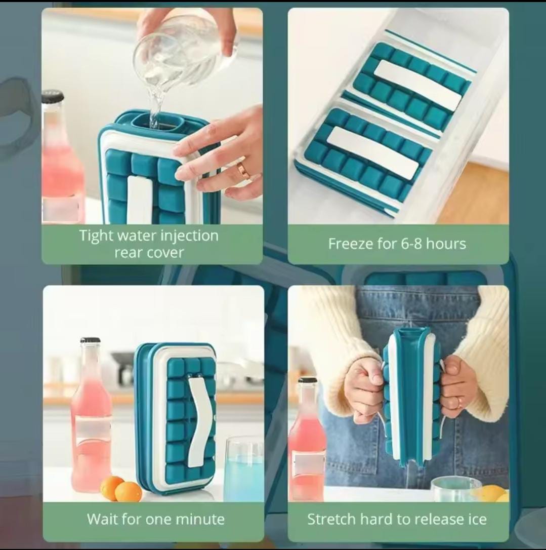 Portable Leakable Ice Cube Mold, 36-Slot Silicone Ice Tray for Easy Ice Making, Durable, Flexible, and Spill-Free for Home, Kitchen, and Outdoor Use