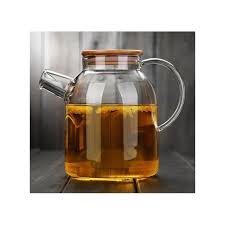 Heat-Resistant Glass Teapot with Stainless Wire Infuser, 1.5L Borosilicate Tea Pot, Wooden Lid, Durable and Elegant, Perfect for Brewing Tea at Home, Office, or Gifting