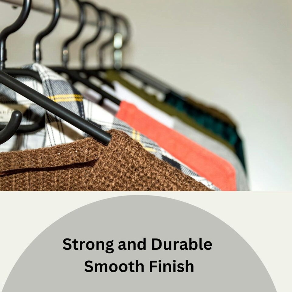 Pack Of 12(Dozen) Black Heavy-Duty Plastic Hangers Durable Plastic Clothes Hangers Set, Heavy-Duty Non-Slip Wardrobe Hangers for Shirts, Dresses & Jackets, Space-Saving Closet Organizers for Home Use