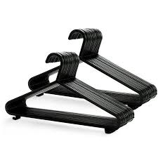 Pack Of 12(Dozen) Black Heavy-Duty Plastic Hangers Durable Plastic Clothes Hangers Set, Heavy-Duty Non-Slip Wardrobe Hangers for Shirts, Dresses & Jackets, Space-Saving Closet Organizers for Home Use