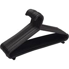 Pack Of 12(Dozen) Black Heavy-Duty Plastic Hangers Durable Plastic Clothes Hangers Set, Heavy-Duty Non-Slip Wardrobe Hangers for Shirts, Dresses & Jackets, Space-Saving Closet Organizers for Home Use