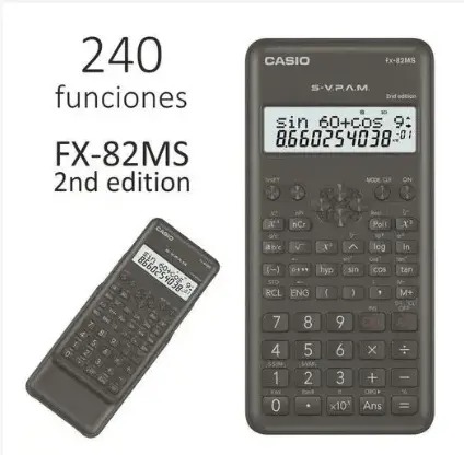 2pc [calculator + set] FX-82MS Scientific Calculator 2nd Edition with three key added advantage Approved by KICD for JSS + mathematical set