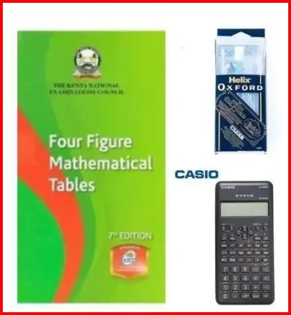 Klbs KNEC FOUR FIGURE MATHEMATICAL TABLE SEVENTH (7TH) EDITION + fx82ms Calculator + FREE Oxford clear set