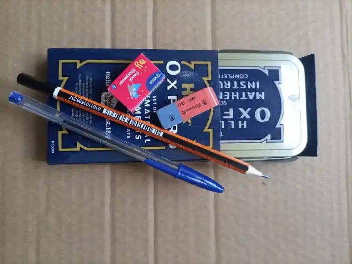Helix Oxford School Mathematical Set/Geometrical Set + 1BIG biro pen +1 pencil + 1 sharpener + 1 rubber
