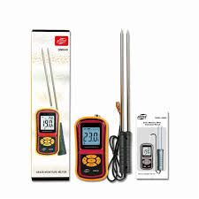 GM640 grain moisture meter with dual probe, digital tester for rice, wheat, maize, corn moisture measurement, portable handheld device with LCD display