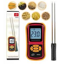 GM640 grain moisture meter with dual probe, digital tester for rice, wheat, maize, corn moisture measurement, portable handheld device with LCD display