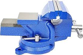 Heavy duty bench vice 125mm with swivel base, strong cast iron workbench clamp for metal, wood and DIY work, durable workshop tool for engineering and repairs
