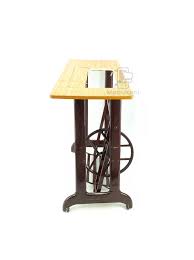 Heavy Duty Sewing Machine Table with Wooden Surface and Metal Stand, Space Saving Tailoring Desk for Home and Workshop Use