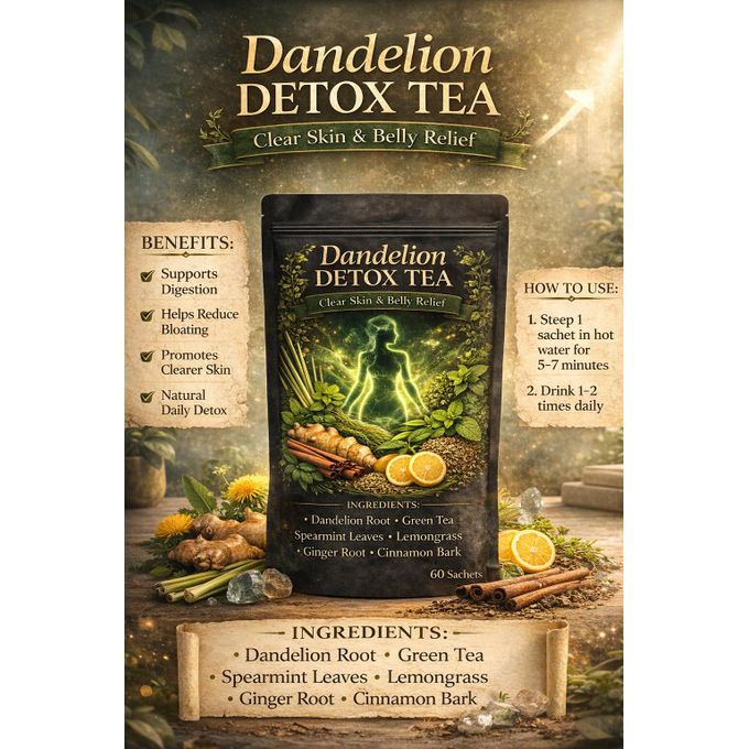 Dandelion Detox Tea – Natural Digestive Support, Bloating Relief & Skin Wellness Herbal Cleanse Tea 30/60 Sachets (0.15kg)