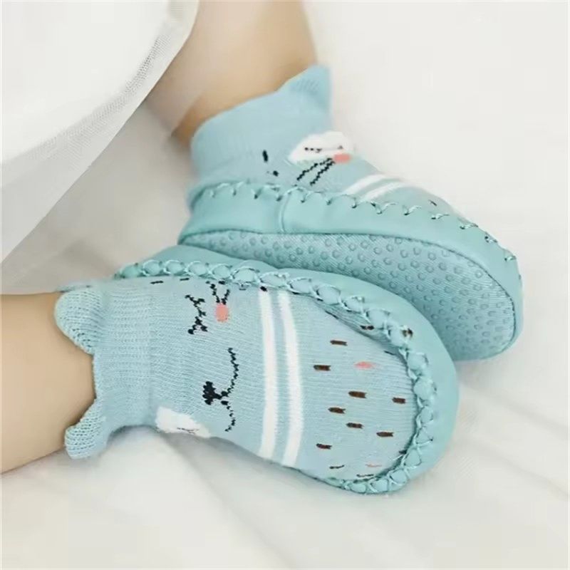 Baby Shoes Socks Children Infant Cartoon Socks Baby Gift Kids Indoor Floor Socks Leather Sole Non-Slip Thick Towel Socks