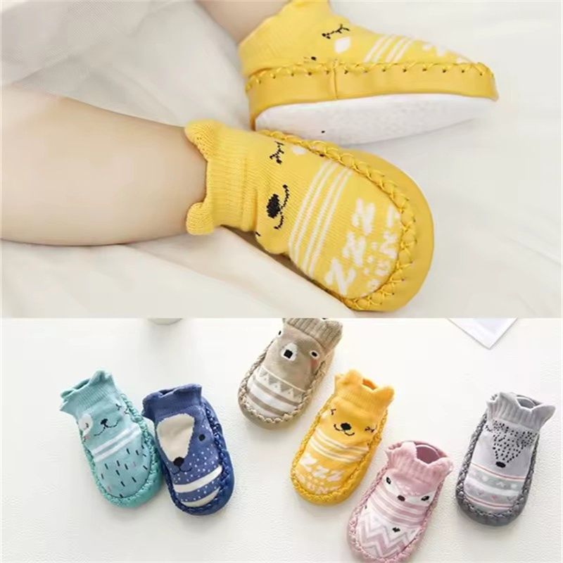 Baby Shoes Socks Children Infant Cartoon Socks Baby Gift Kids Indoor Floor Socks Leather Sole Non-Slip Thick Towel Socks