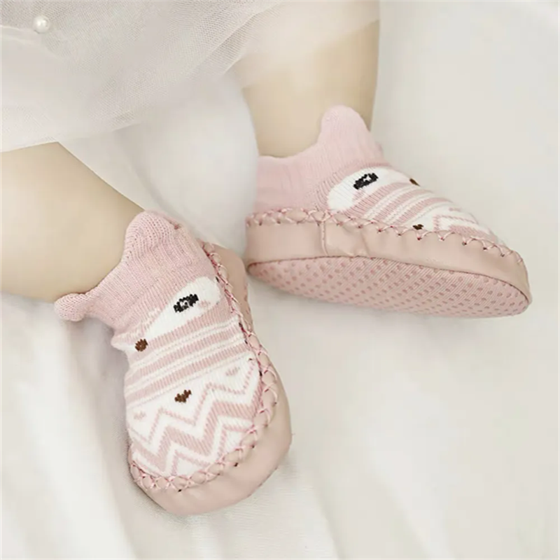 Baby Shoes Socks Children Infant Cartoon Socks Baby Gift Kids Indoor Floor Socks Leather Sole Non-Slip Thick Towel Socks