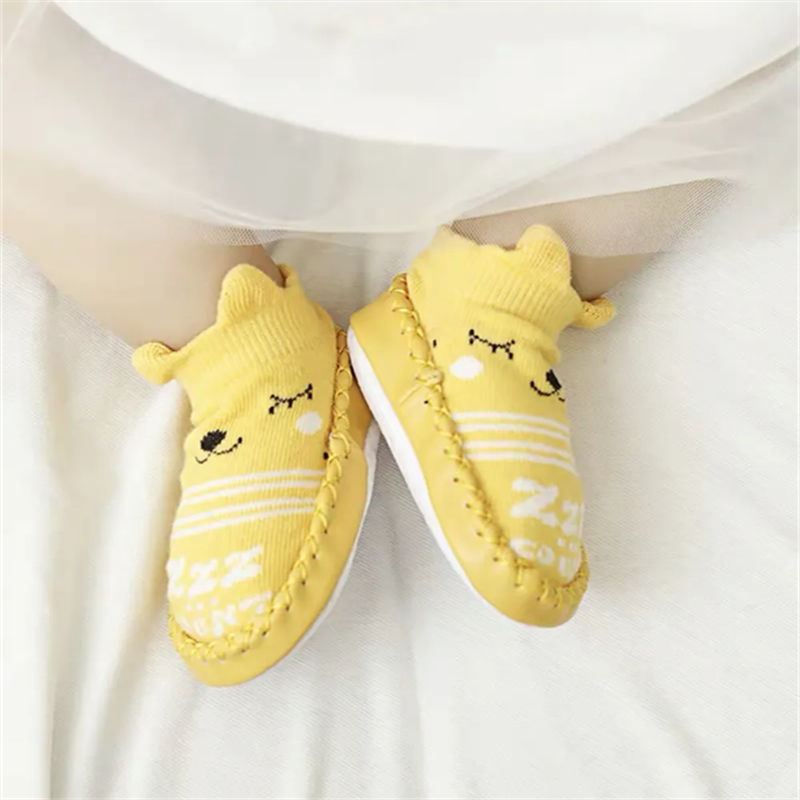 Baby Shoes Socks Children Infant Cartoon Socks Baby Gift Kids Indoor Floor Socks Leather Sole Non-Slip Thick Towel Socks