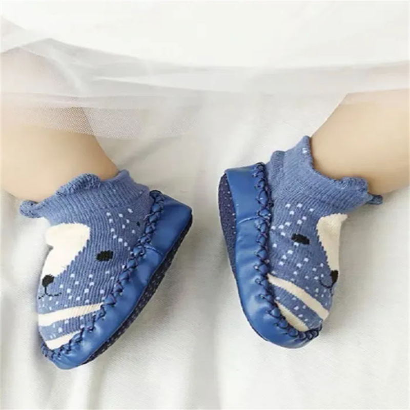 Baby Shoes Socks Children Infant Cartoon Socks Baby Gift Kids Indoor Floor Socks Leather Sole Non-Slip Thick Towel Socks