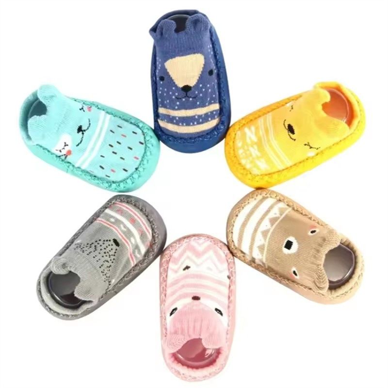Baby Shoes Socks Children Infant Cartoon Socks Baby Gift Kids Indoor Floor Socks Leather Sole Non-Slip Thick Towel Socks