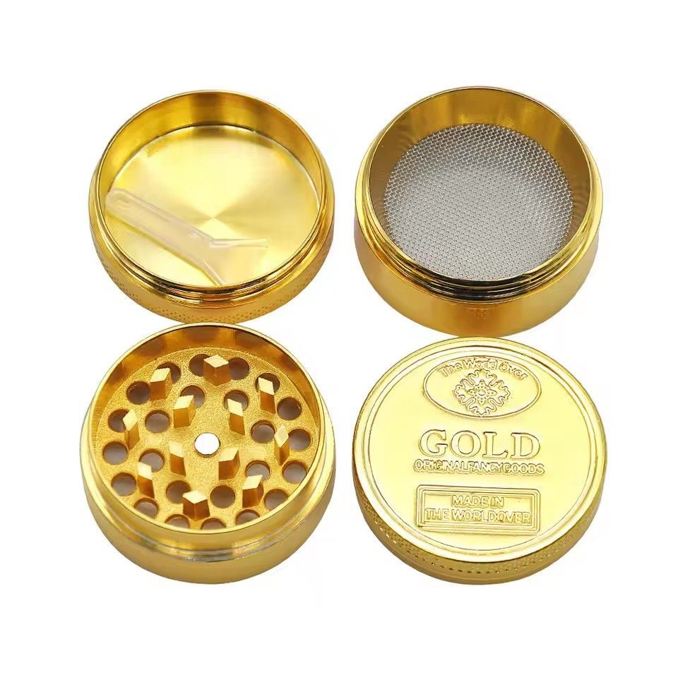 Hot Sale Alloy Herbal Herb Tobacco Grinder Spice Weed Grinders Smoking Pipe Accessories Gold Smoke Cutter B2-163-4