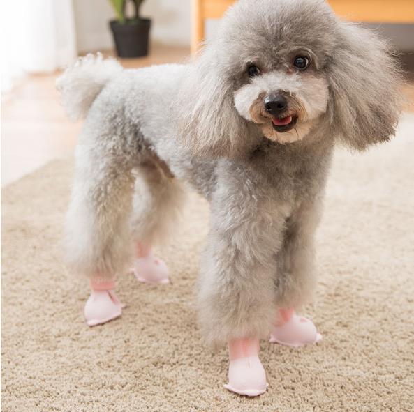4pcs/set Waterproof Pet Dog Shoes Anti-slip Rain Boots Footwear for Small Cats Dogs Puppy Dog Pet Booties Pet Paw Accessories