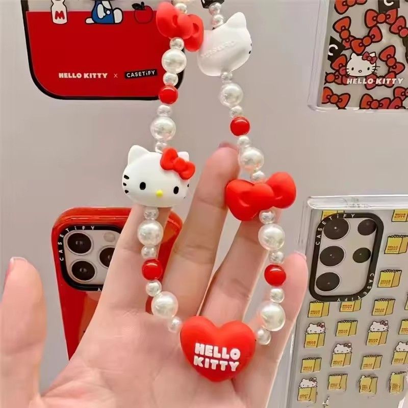 Cute Bracelet Lanyard for iPhone Samsung Huawei Xiaomi Mobile Phone Case Bead Anti-Lost Wrist Strap Car KeychainC-561- A-1405