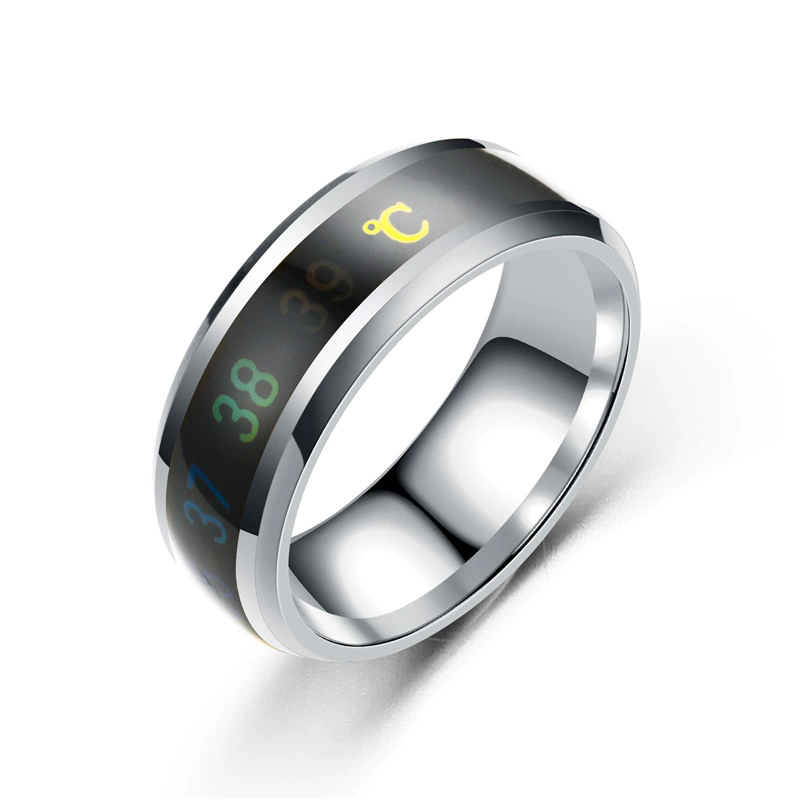 Smart Temperature Temperature Ring Stainless Steel Personality Ring Titanium Steel Men's Creative Vibrating Ring JZ-34