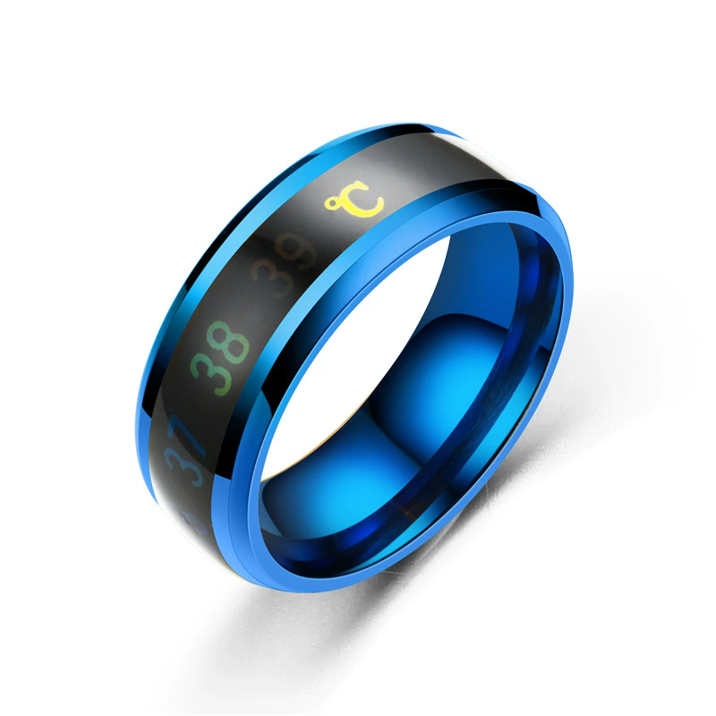 Smart Temperature Temperature Ring Stainless Steel Personality Ring Titanium Steel Men's Creative Vibrating Ring JZ-34