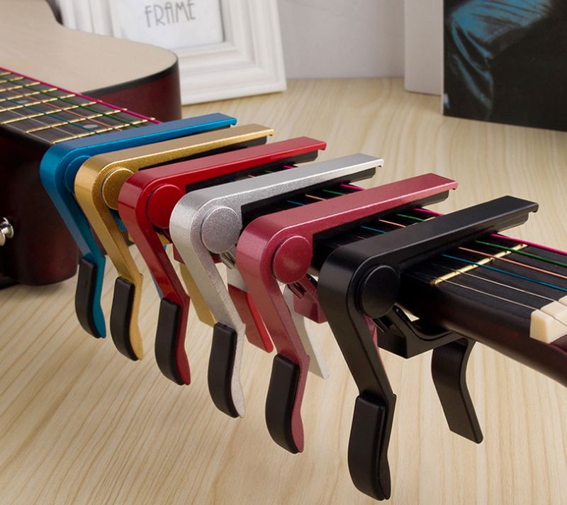 High Quality Aluminium Alloy Metal Guitar Capo Quick Change Clamp Key Acoustic Classic Guitar Capo Tone Adjusting Guitar Parts E-379