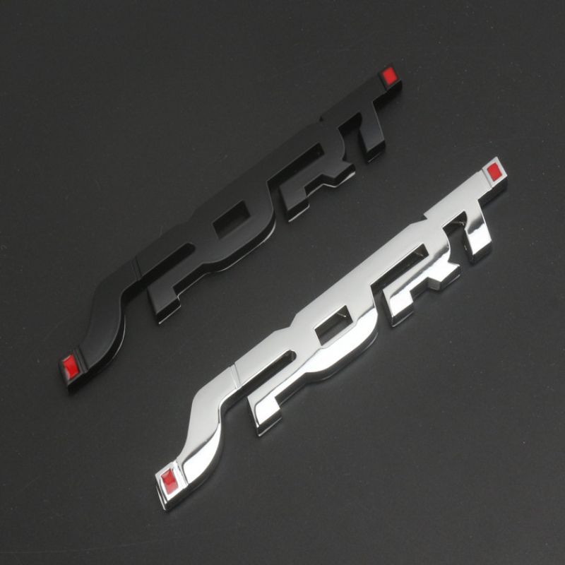 1pc Car Accessories Sticker Styling Metal 3D Chrome Black Auto Car Trunk Racing Sport Word Letter Logo Emblem Badge Decal Sticker E-1286