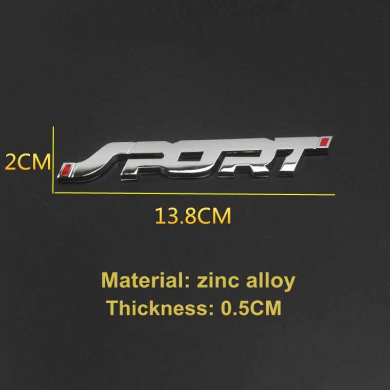 1pc Car Accessories Sticker Styling Metal 3D Chrome Black Auto Car Trunk Racing Sport Word Letter Logo Emblem Badge Decal Sticker E-1286